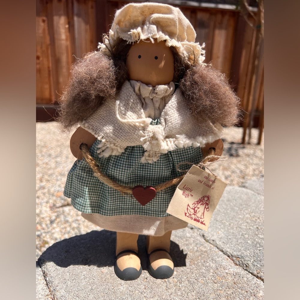 Lizzie High Doll Rachel Bowman Wood Folk Art  doll  1986